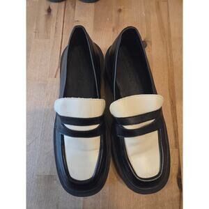 NEW SVEGAN Black and White Vegan Leather Loafers